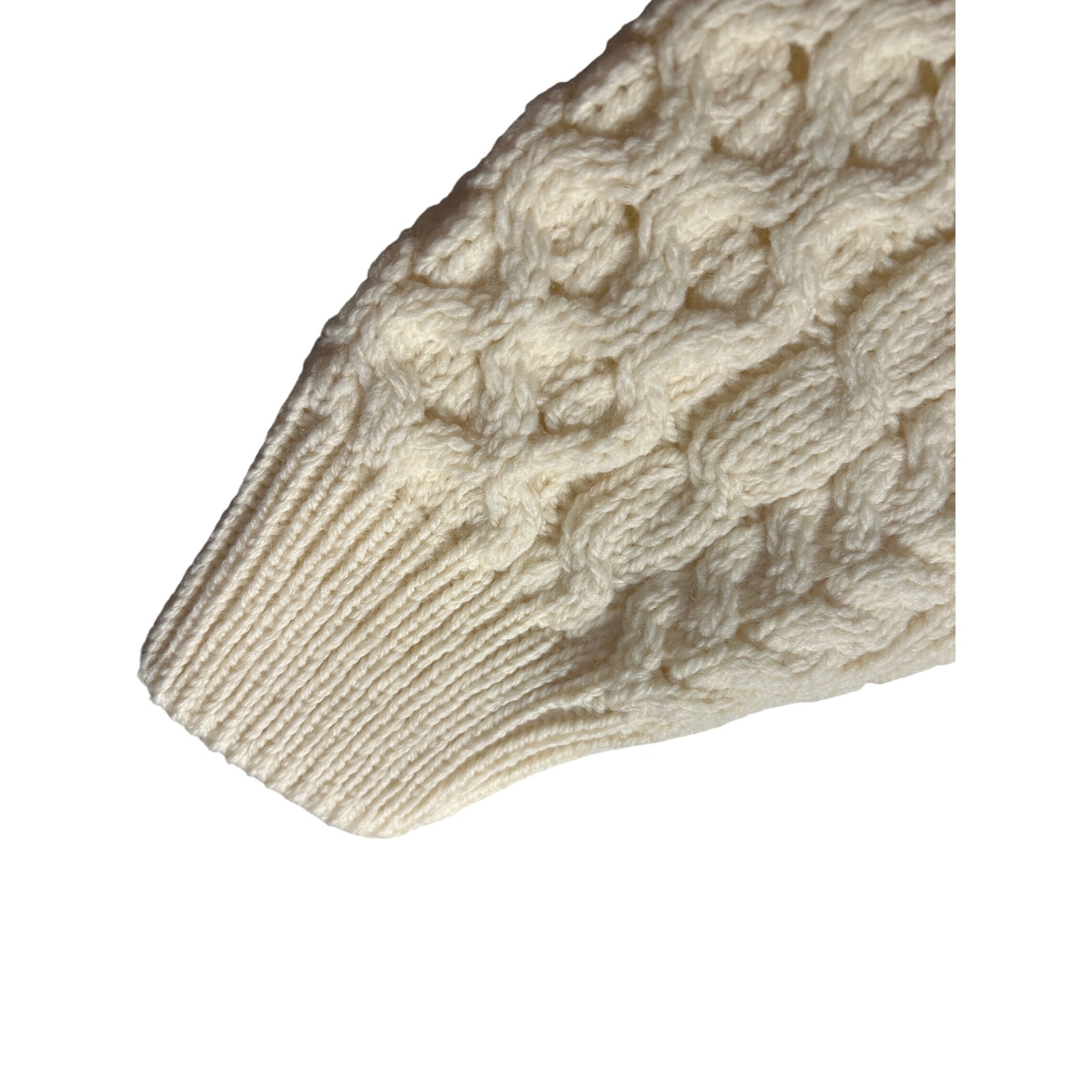 Aran Woollen Mills Cable Knit Cardigan Cream White Irish Wool Sweater Mens L Nwt — image 8 of 8